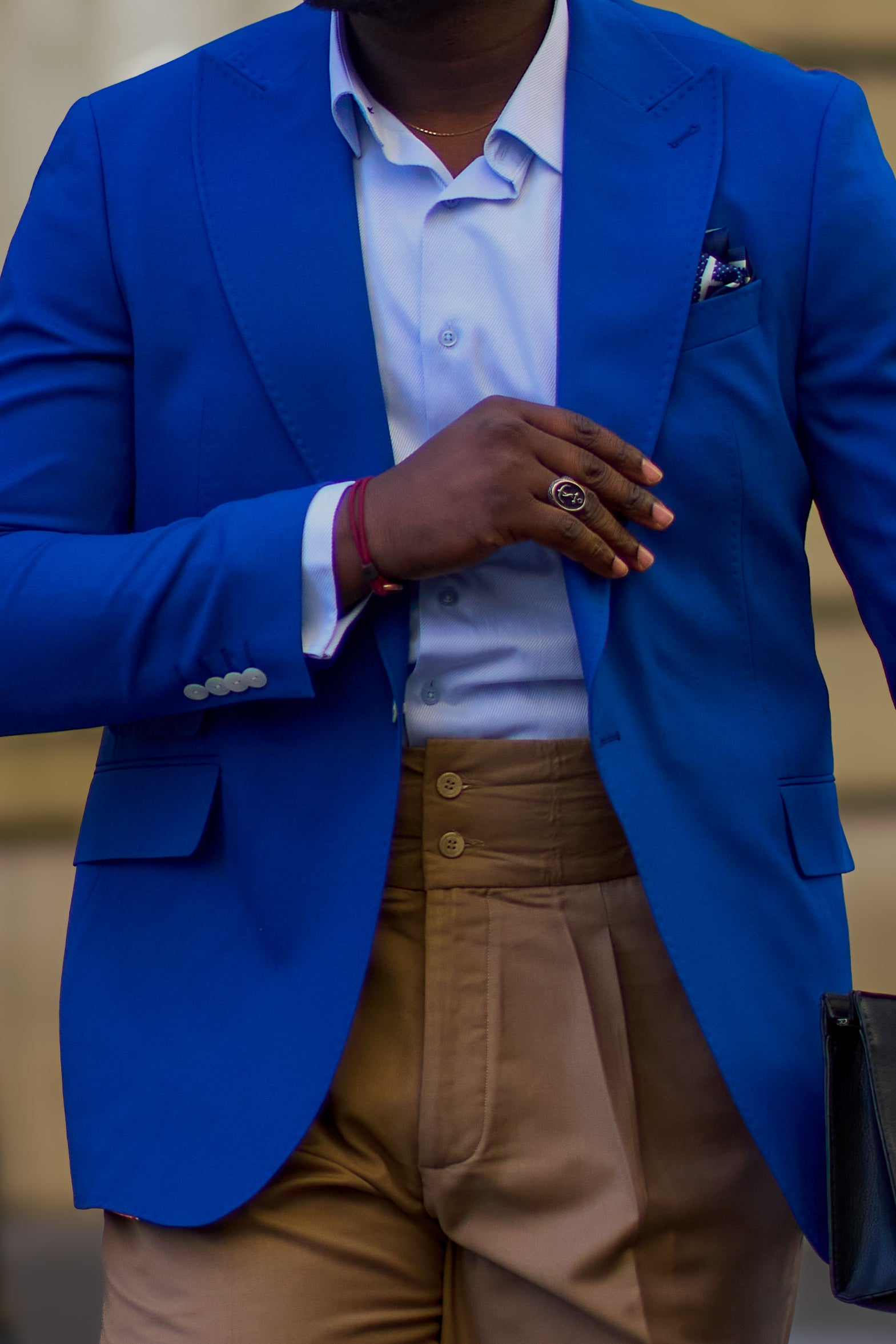 Electric Blue Single-Button Wool Blazer