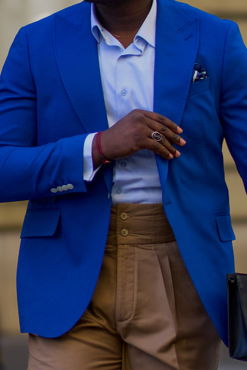 Electric Blue Single-Button Wool Blazer