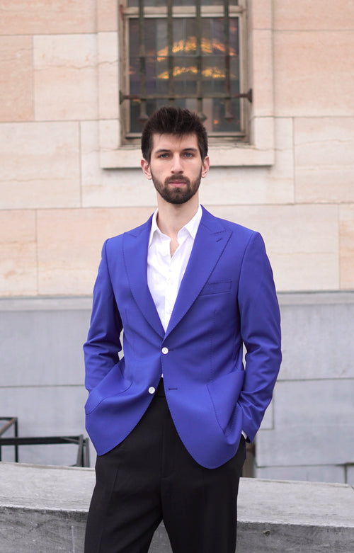 Deep Blue Two-Buttons Wool Blazer