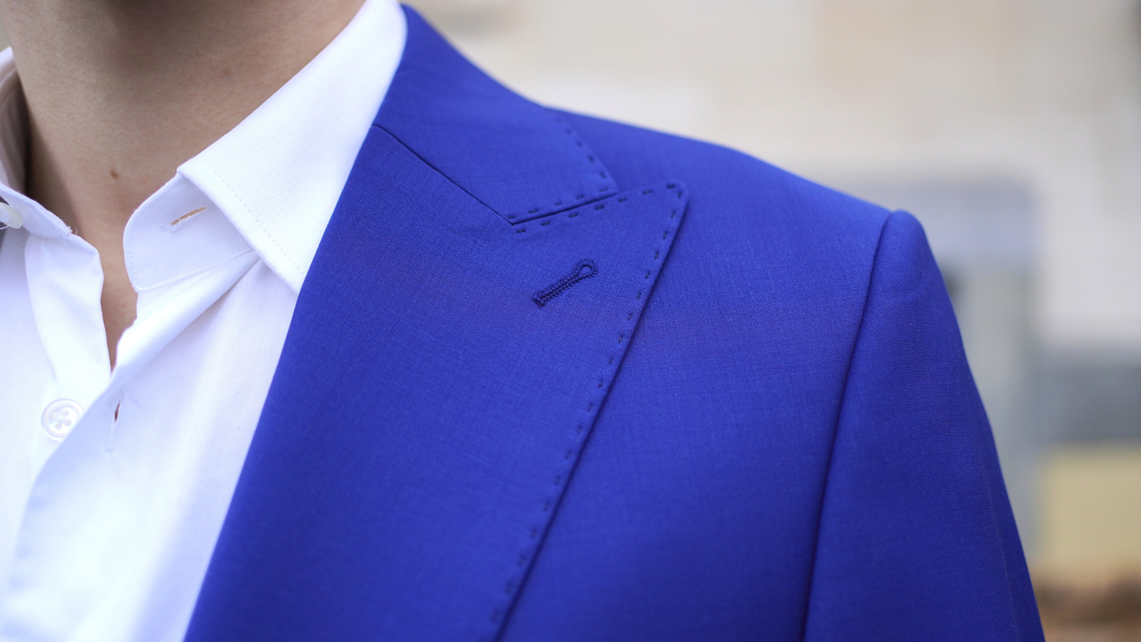 Deep Blue Two-Buttons Wool Blazer