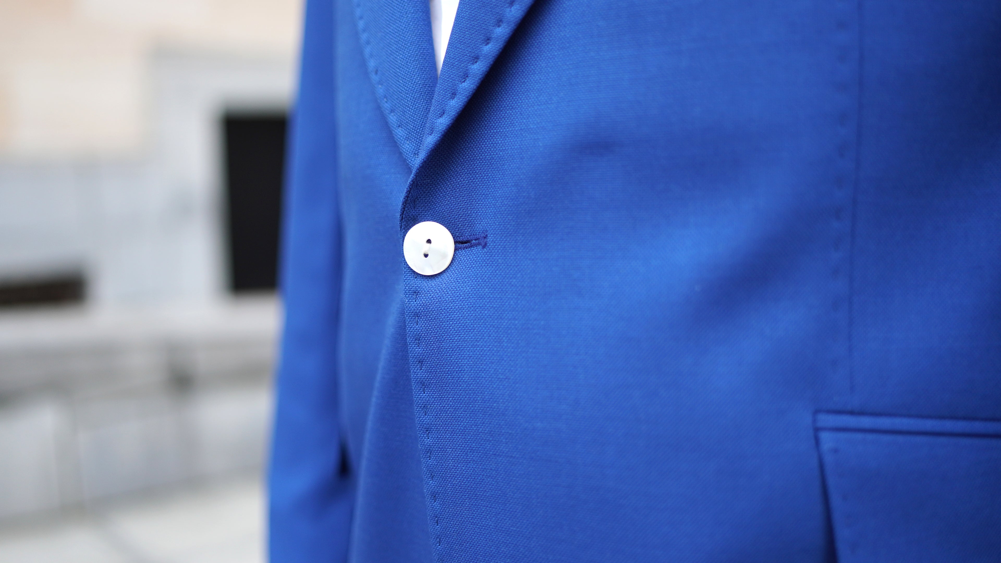 Electric Blue Single-Button Wool Blazer