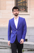 Deep Blue Two-Buttons Wool Blazer
