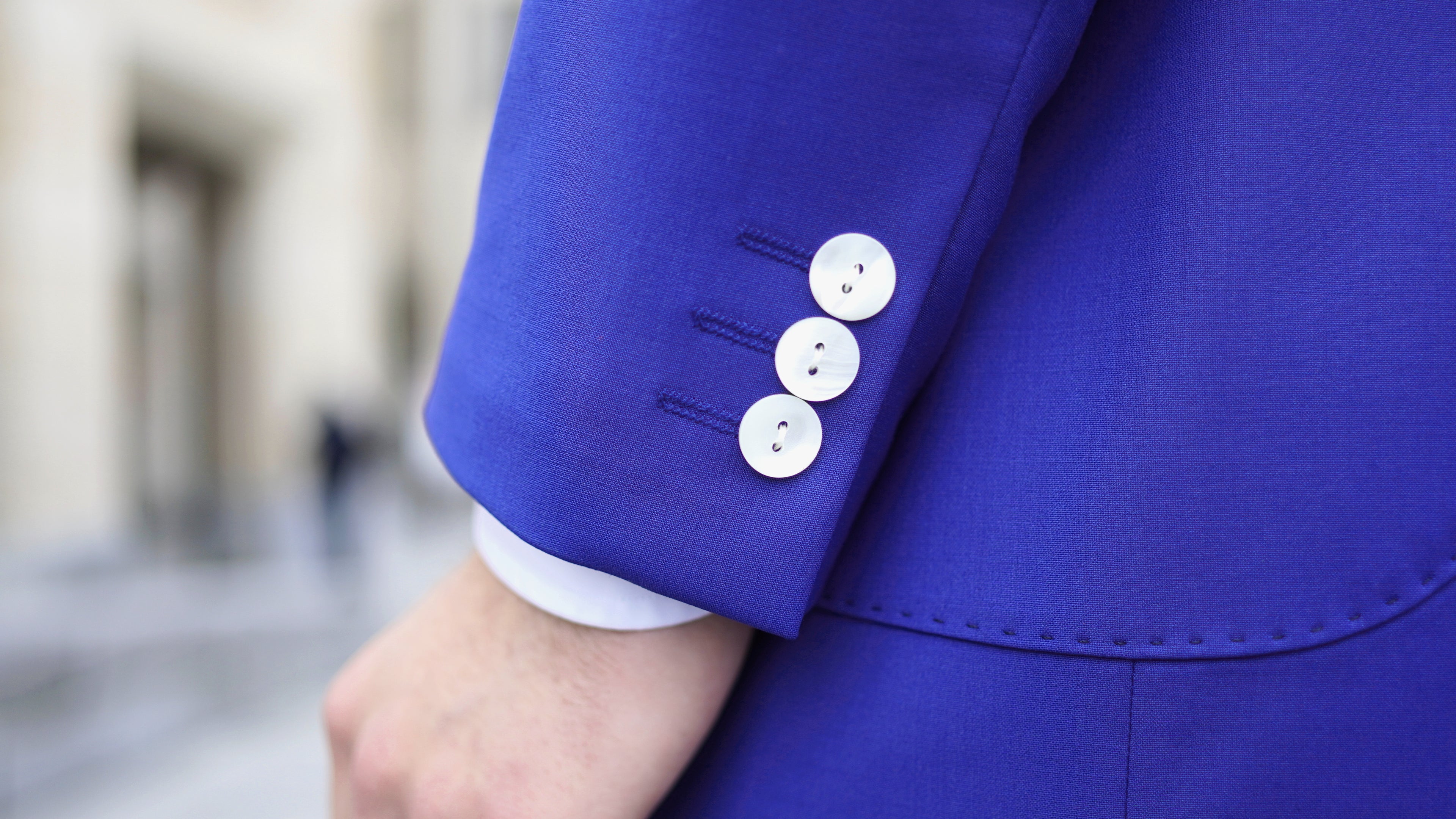 Deep Blue Two-Buttons Wool Blazer